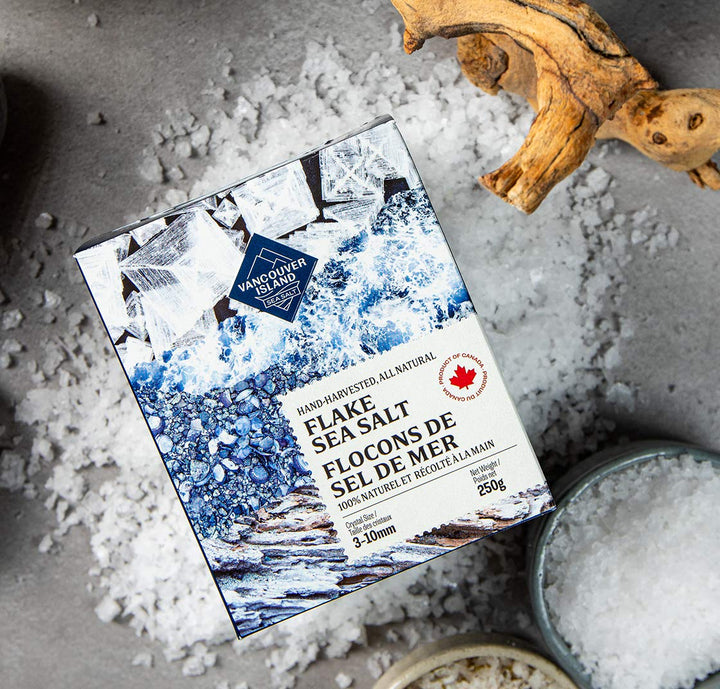 Vancouver Island Sea Salt - 2 x 250g Large Flakes - Hand-Harvested for Cooking, Baking & Finishing - Canadian Distribution - Ships Free Within Canada on Orders Above CAD $199