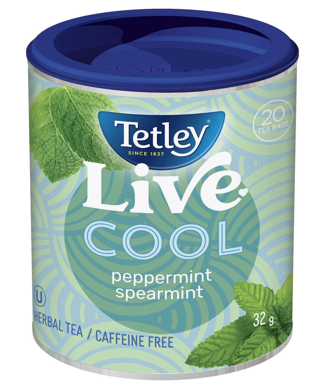 Tetley Live Cool Peppermint & Spearmint Herbal Tea – 6 Pack with 120 Tea Bags, Naturally Caffeine Free - Canadian Distribution - Ships Free Within Canada on Orders Above CAD $199