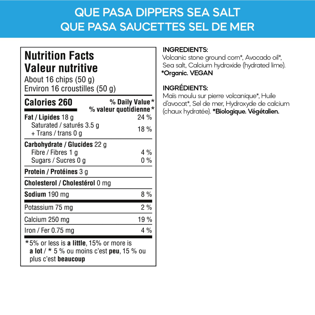 Que Pasa Organic Salted Dippers Tortilla Chips - 12 Pack (170g each) | Gluten Free & Non-GMO - Canadian Distribution - Ships Free Within Canada on Orders Above CAD $199