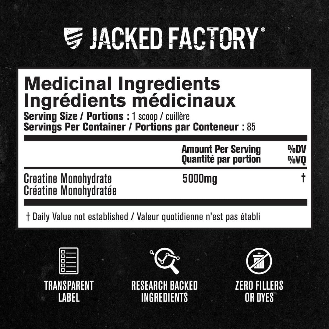 Jacked Factory – Creatine Monohydrate Powder – 425 g, 85 Servings