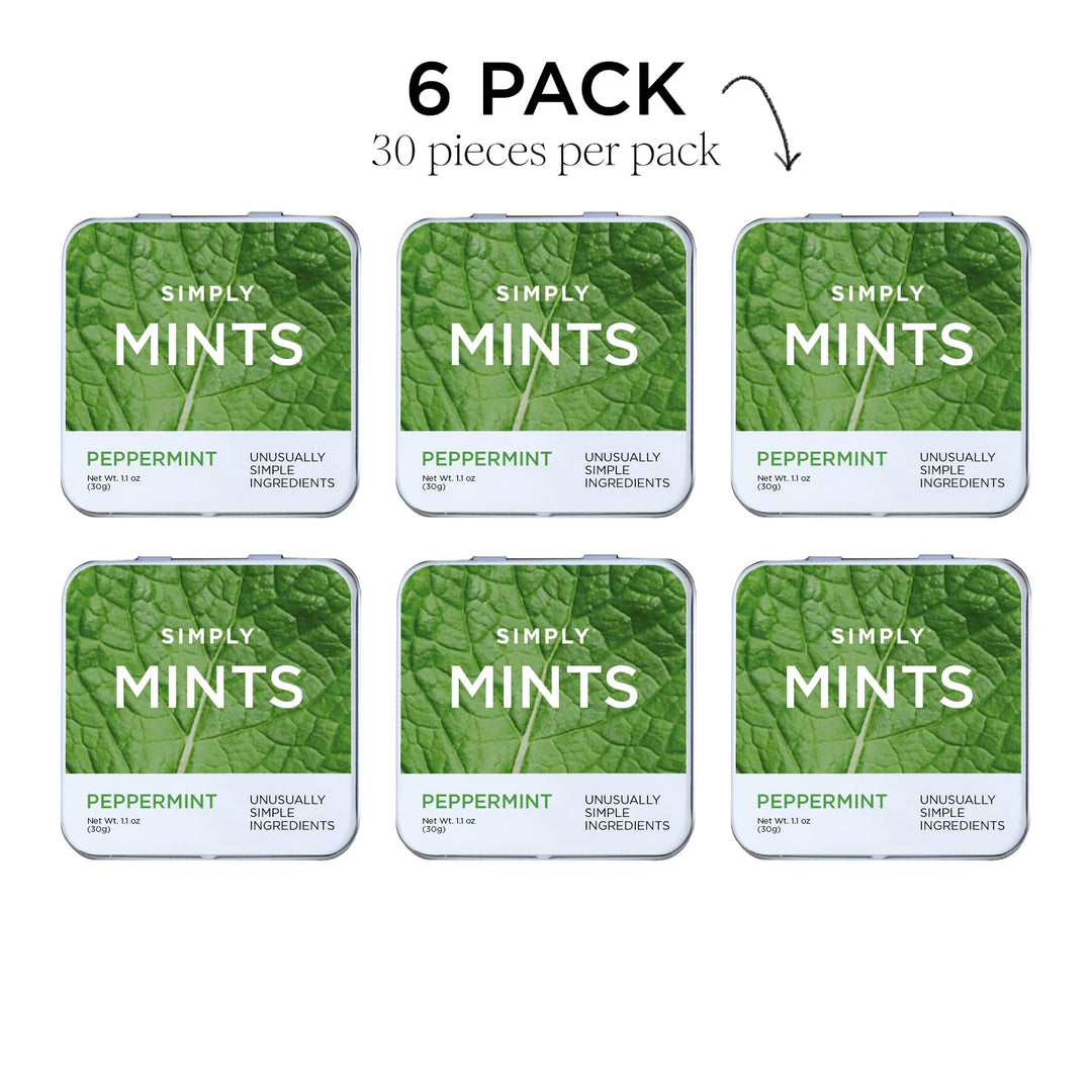 Simply Mints – Peppermint Mints – Original – 6 Pack / 180 Pieces – Natural ingredients