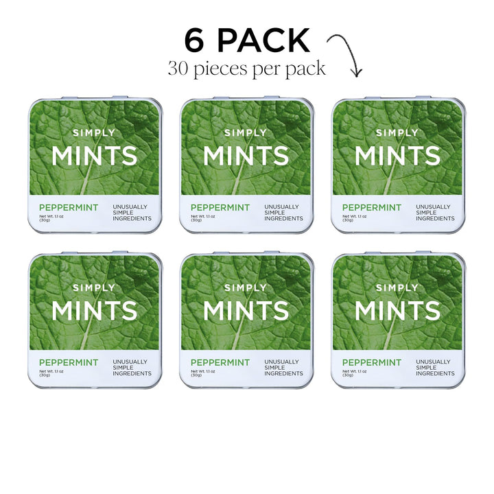 Simply Mints – Peppermint Mints – Original – 6 Pack / 180 Pieces – Natural ingredients