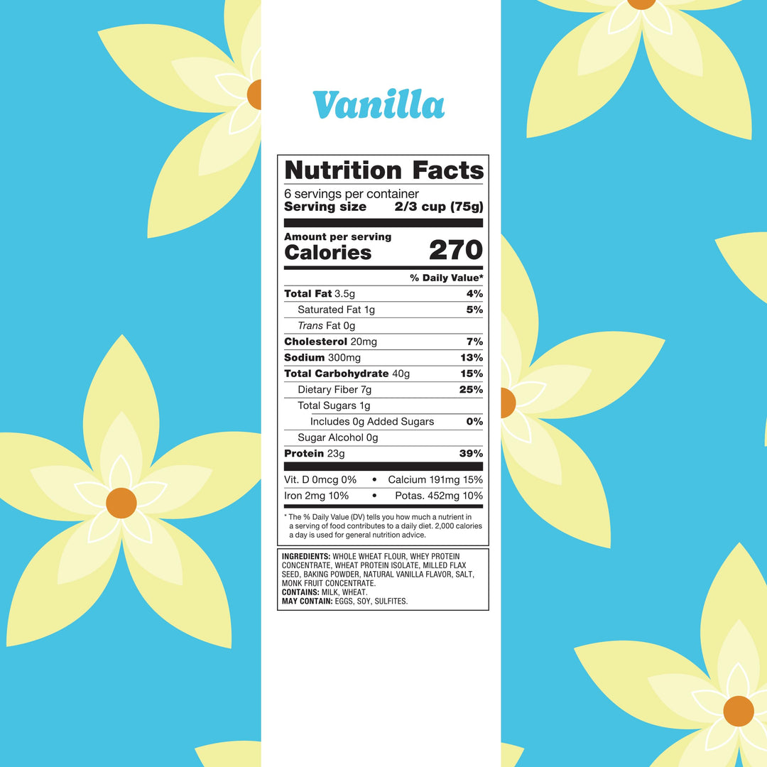 Flourish – Protein Pancake and Waffle Mix – Vanilla – 2 × 430g – High fibre just add water