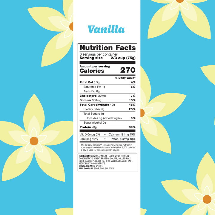 Flourish – Protein Pancake and Waffle Mix – Vanilla – 2 × 430g – High fibre just add water