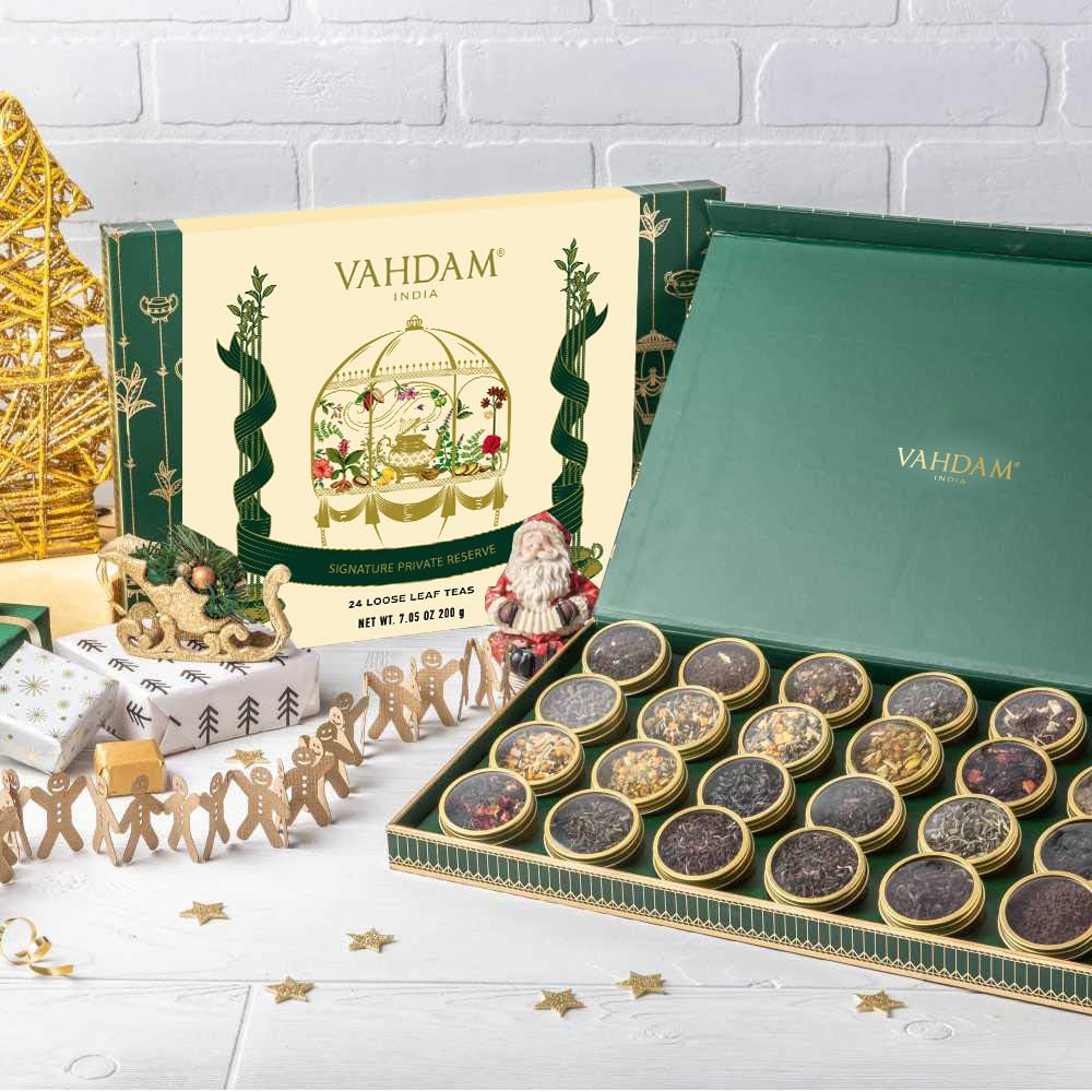 VAHDAM – Tea Gift Set – 24 Loose Leaf Teas – Luxury Tin Caddies