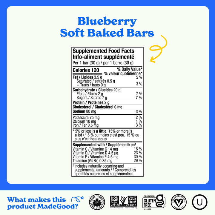 MadeGood – Mornings Soft Baked Breakfast Bar – Blueberry – 30 x 30g