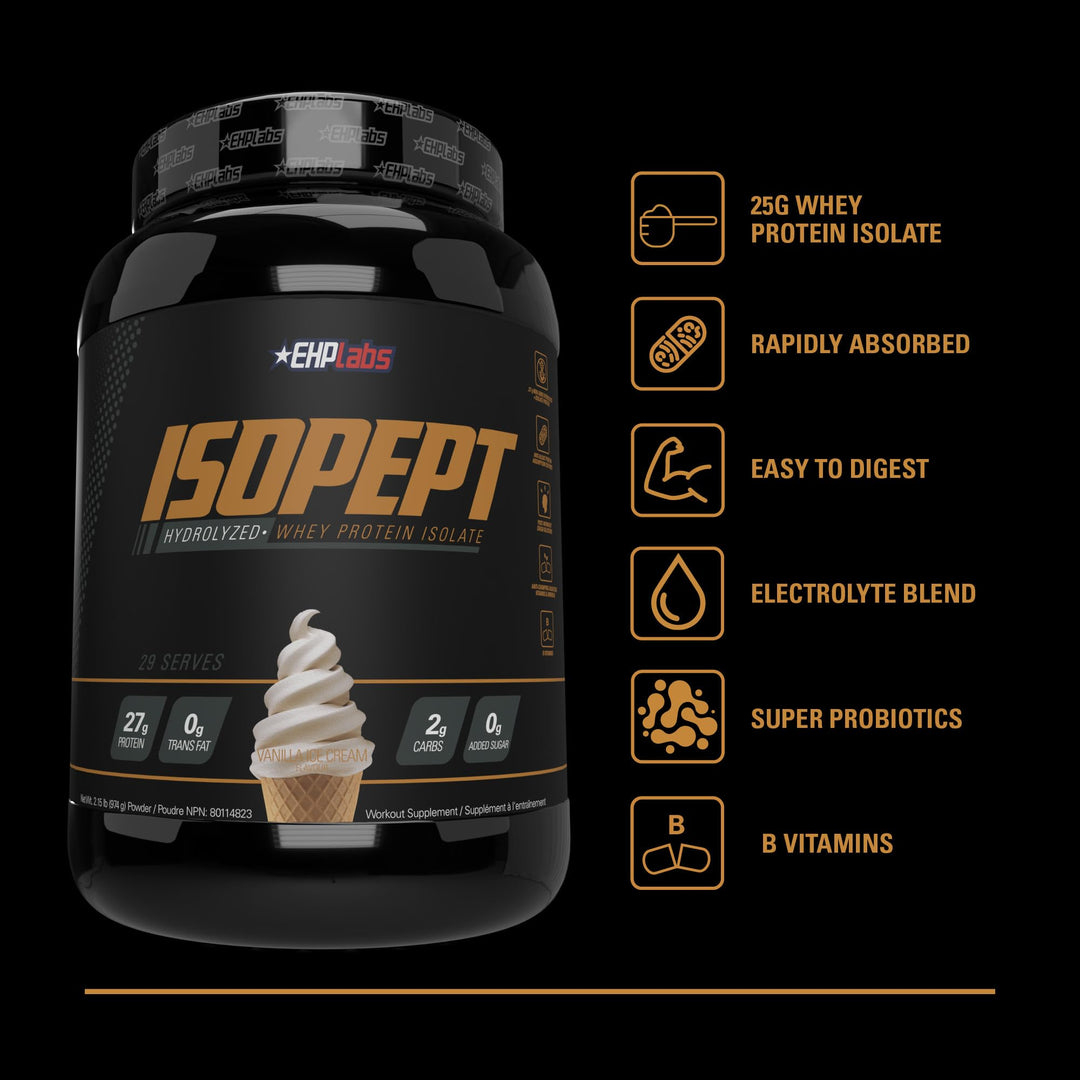 EHP Labs – IsoPept Whey Protein – Vanilla Ice Cream – 27 Serves – 27g isolate