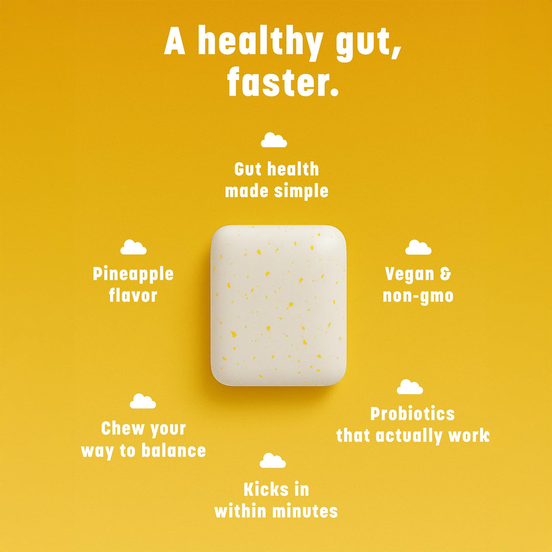 Clooudie Pro Biotic Chewing Gum - Pineapple Flavor - Vegan, Sugar Free - 30 Pieces - Canadian Distribution - Ships Free Within Canada on Orders Above CAD $199