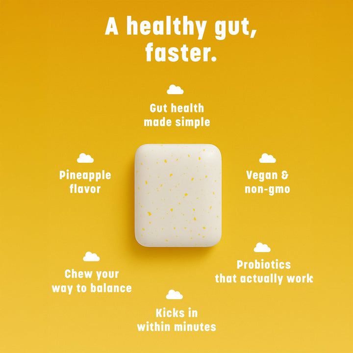 Clooudie Pro Biotic Chewing Gum - Pineapple Flavor - Vegan, Sugar Free - 30 Pieces - Canadian Distribution - Ships Free Within Canada on Orders Above CAD $199