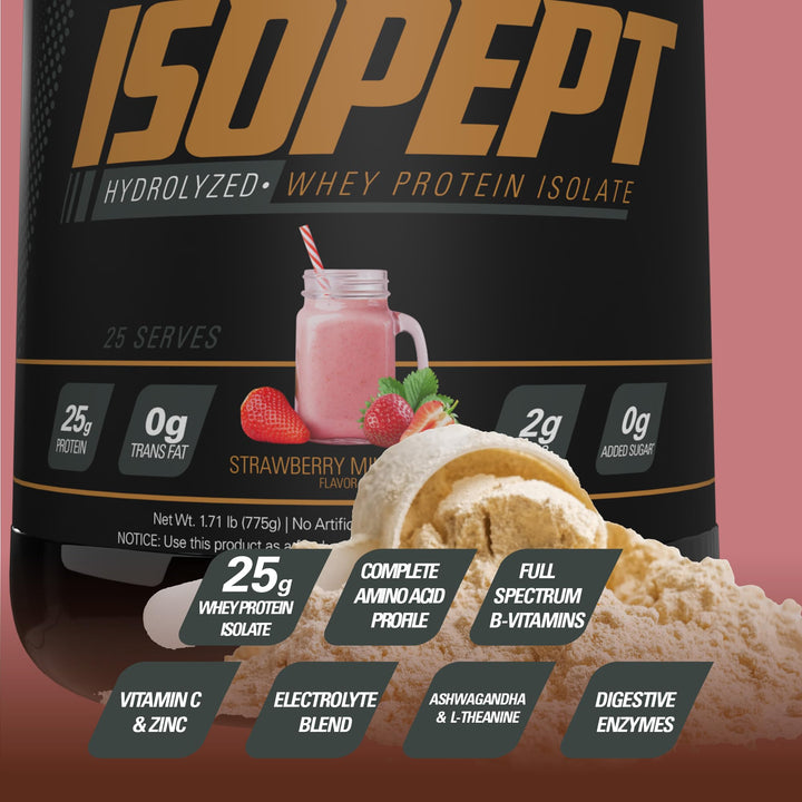 EHP Labs – IsoPept Whey Protein – Strawberry Milkshake – 27 Serves – 27g isolate