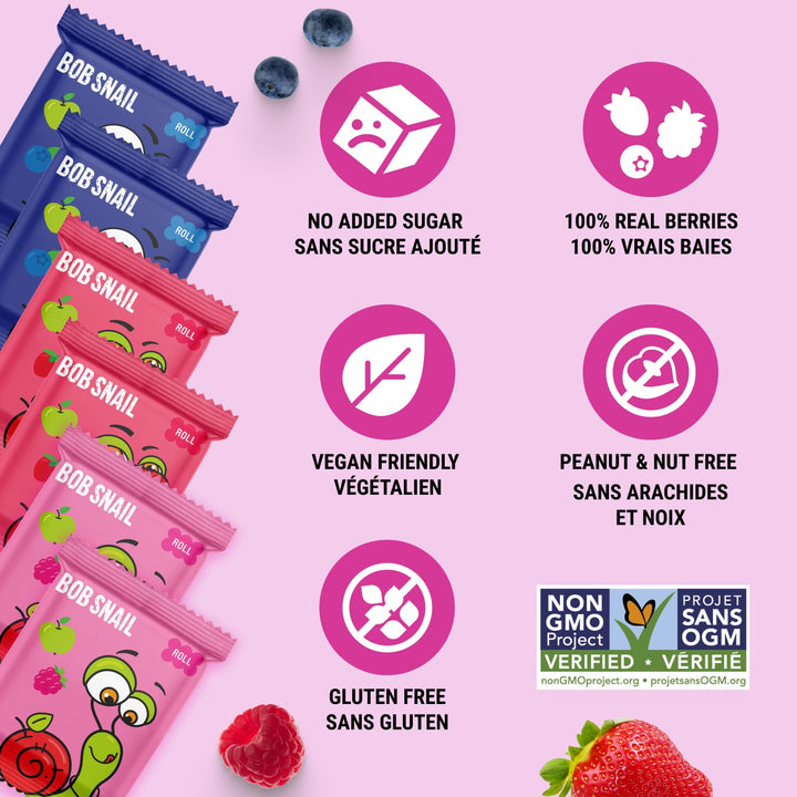 Bob Snail – Fruit Roll Ups – Mixed Fruit – 80 Rolls / 800g – No added sugar