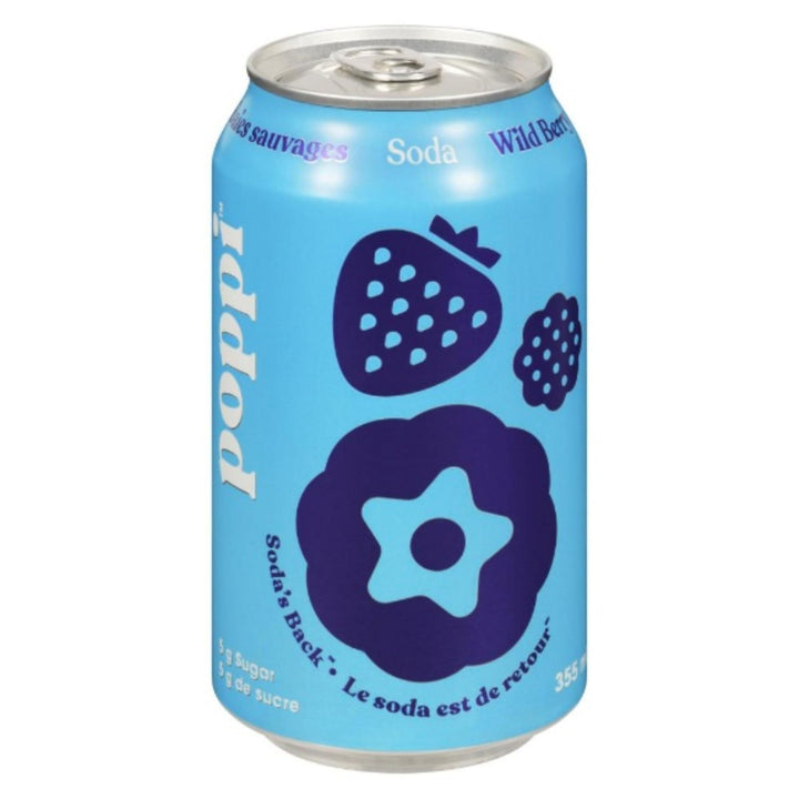 Poppi Wild Berry Soda 355 mL Can - Canadian Distribution - Ships Free Within Canada on Orders Above CAD $199