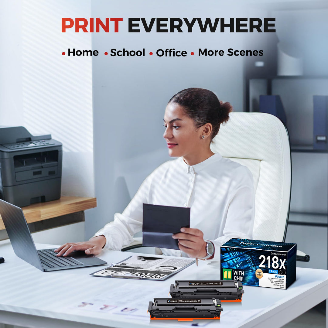 SUDLTO 218X W2180X Black Toner Cartridges with Chip - High Yield 2-Pack for HP Color LaserJet Pro MFP - Canadian Distribution - Ships Free Within Canada on Orders Above CAD $199
