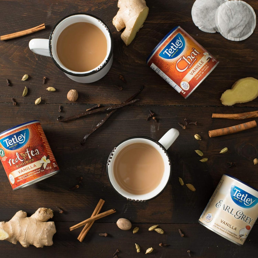 Tetley Earl Grey Vanilla Black Tea - 6 Pack (144 Tea Bags, 288g Total) - Canadian Distribution - Ships Free Within Canada on Orders Above CAD $199
