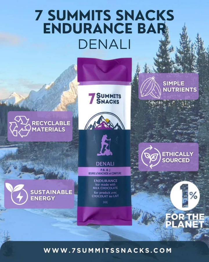 7 Summits Snacks Denali Endurance Chocolate Bar – 12 Pack (31g each) - Canadian Distribution - Ships Free Within Canada on Orders Above CAD $199