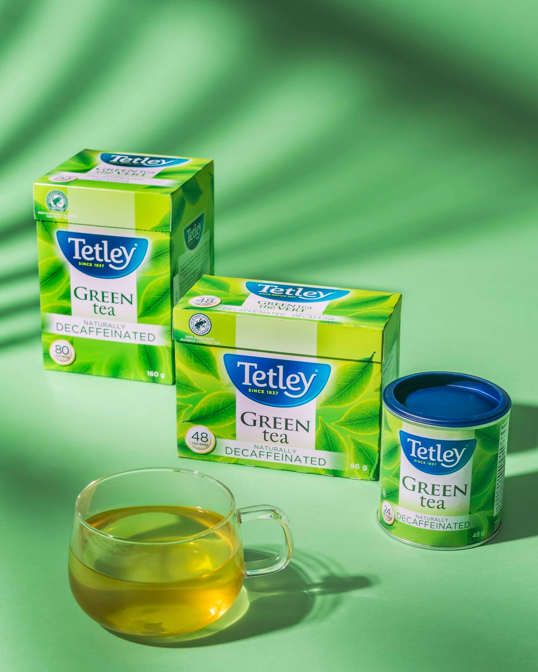 Tetley Naturally Decaffeinated Green Tea – 24 Tea Bags per Box, 6-Pack Bundle, Kosher & Rainforest Alliance Certified - Canadian Distribution - Ships Free Within Canada on Orders Above CAD $199