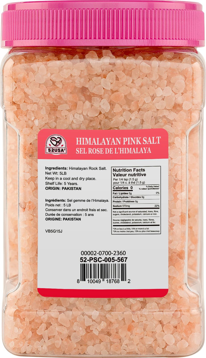 52USA – Himalayan Pink Salt – Coarse Grind – 5 lb