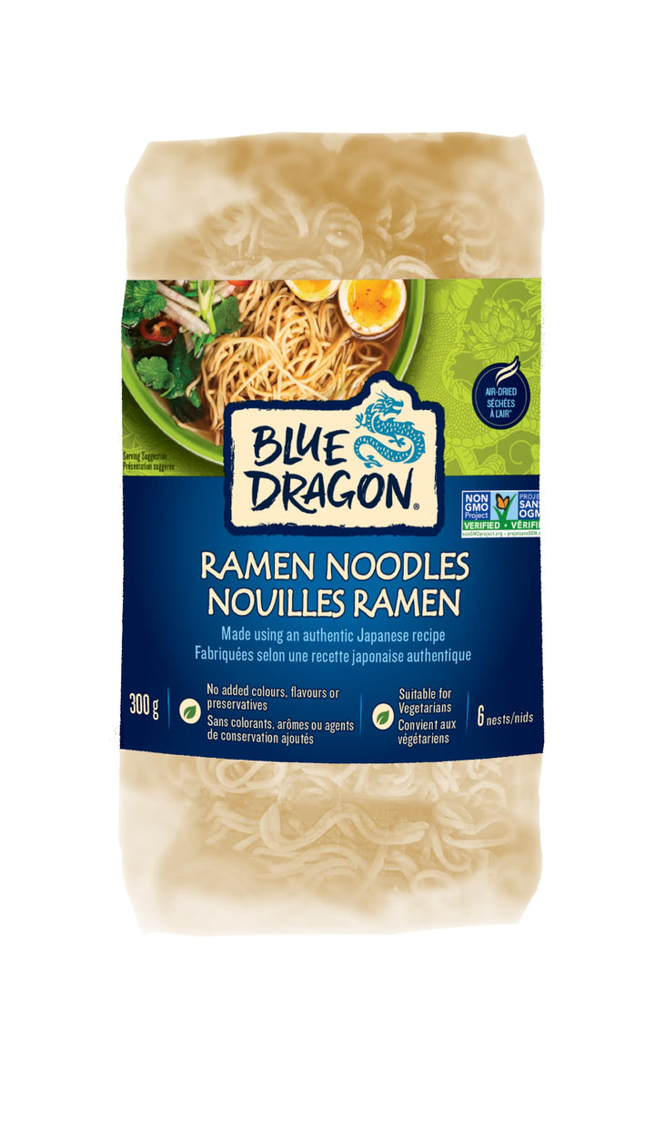Blue Dragon Ramen Noodles 2 x 300g - Air-Dried, Non-GMO, Traditional Japanese Style - Canadian Distribution - Ships Free Within Canada on Orders Above CAD $199