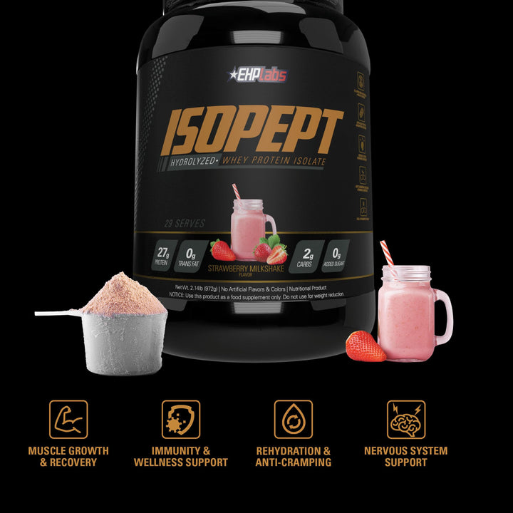 EHP Labs – IsoPept Whey Protein – Strawberry Milkshake – 27 Serves – 27g isolate
