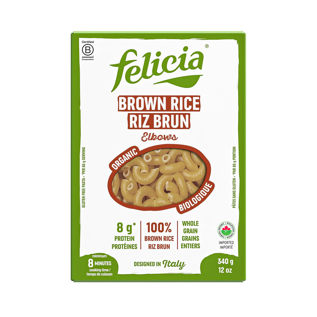 Felicia Organic Brown Rice Elbows Pasta - 2 x 340g - Canadian Distribution - Ships Free Within Canada on Orders Above CAD $199