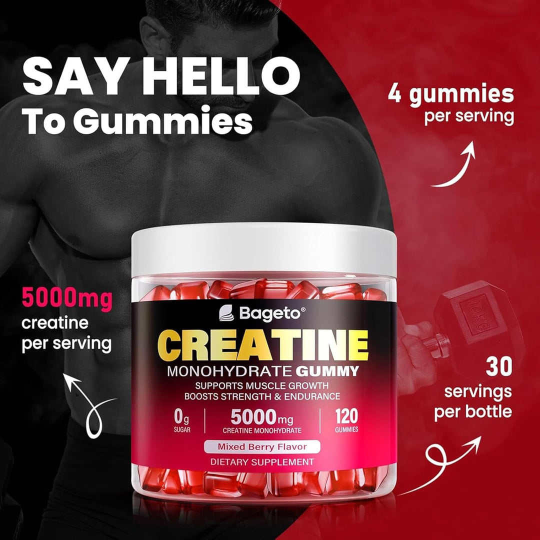 Gommes à la créatine – Fruits rouges – 120 gommes (5 g chacune)