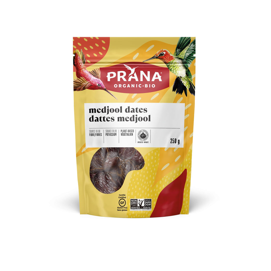 Prana Organic Medjool Dates | Premium Whole Fruit Snack | High in Fibre | Non-GMO, Gluten-Free, Vegan | 2 x 250g - Canadian Distribution - Ships Free Within Canada on Orders Above CAD $199