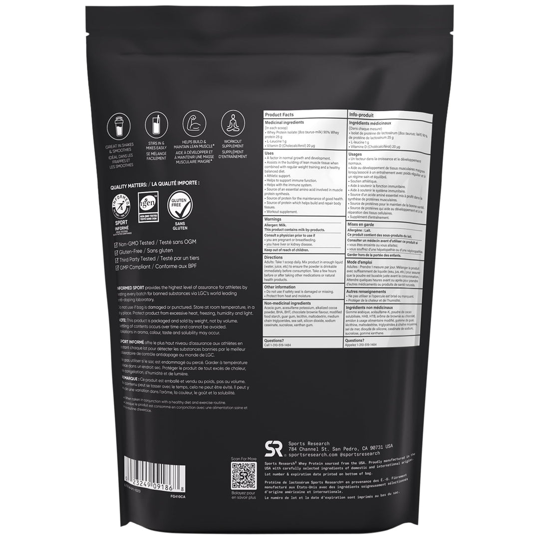 Sports Research – Whey Protein Isolate – Dutch Chocolate – 1.03 kg