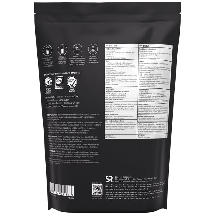 Sports Research – Whey Protein Isolate – Dutch Chocolate – 1.03 kg