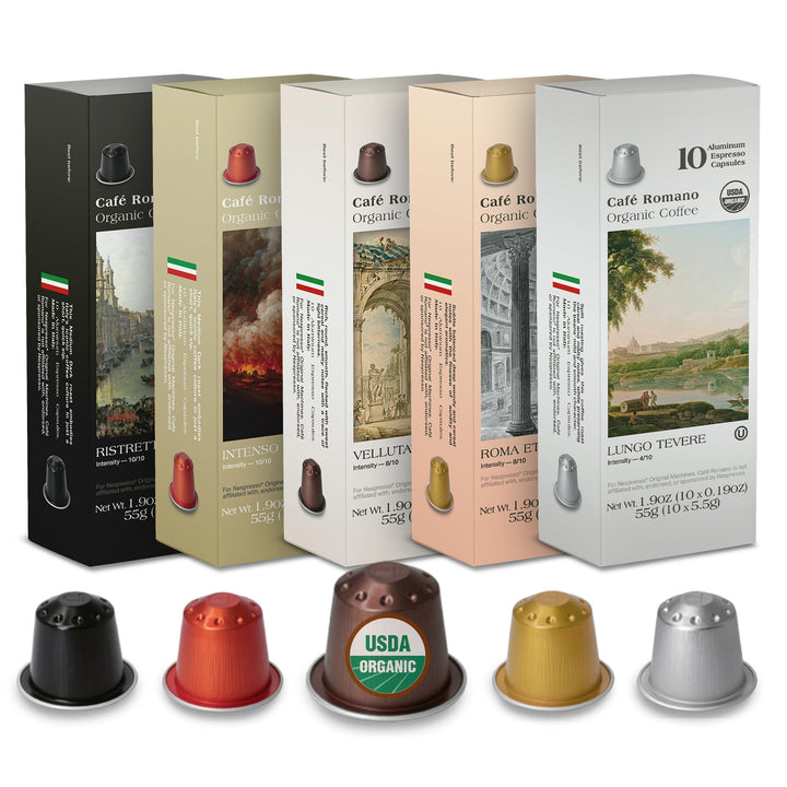 Café Romano – Organic Espresso Pods – Variety Pack – 100 Pods