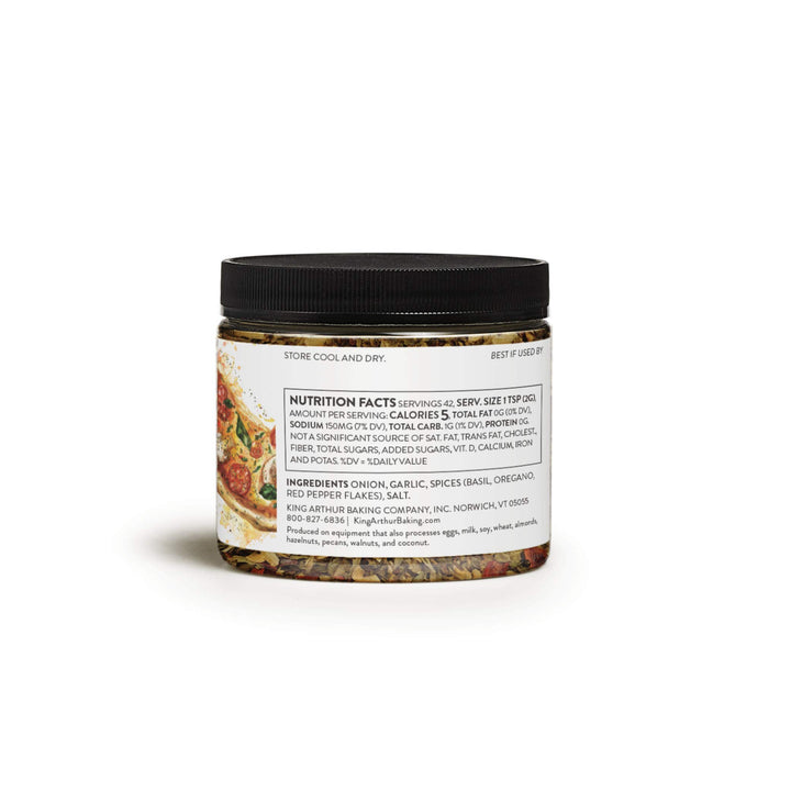 Jar of seasoning mix with label on a white background
