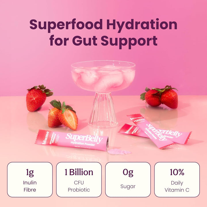 Blume – Sachets d'hydratation SuperBelly – Hibiscus à la fraise – 15 sticks