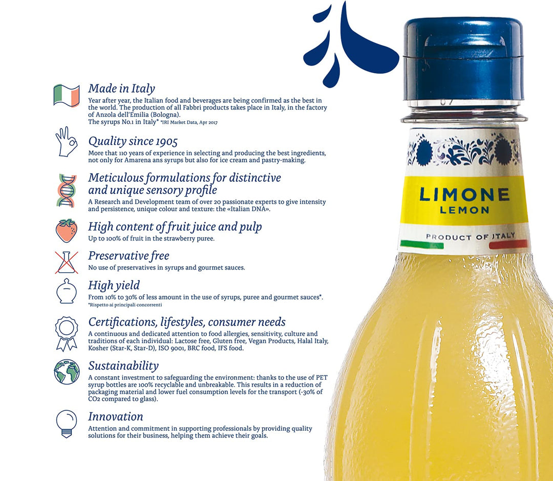 Fabbri – Flavoring Syrup – Lemon – 1L