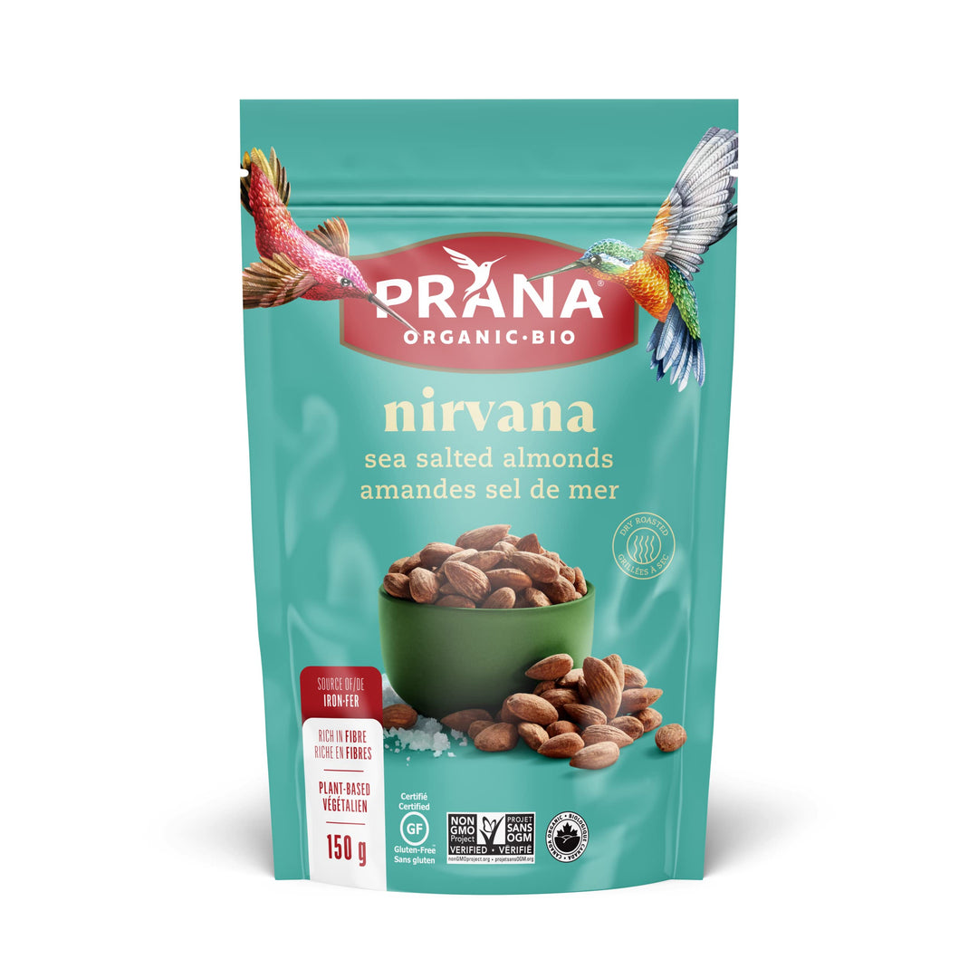 Prana Organic Nirvana Sea Salted Almonds – 2 x 150g - Canadian Distribution - Ships Free Within Canada on Orders Above CAD $199