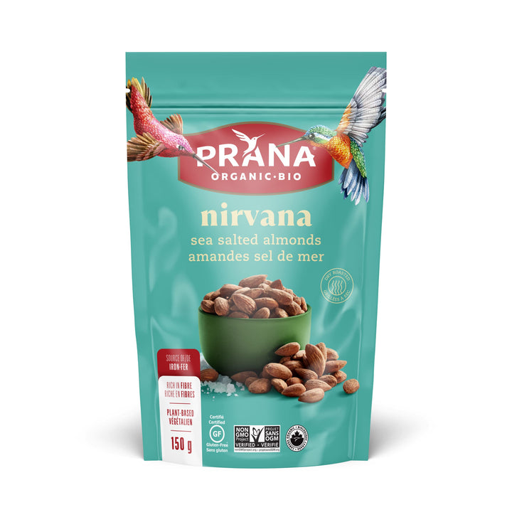 Prana Organic Nirvana Sea Salted Almonds – 2 x 150g - Canadian Distribution - Ships Free Within Canada on Orders Above CAD $199