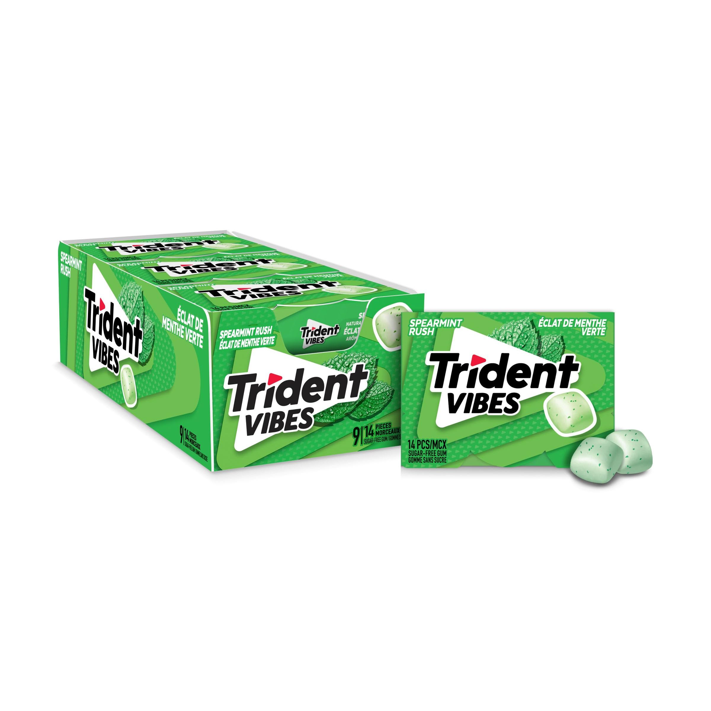 Trident Vibes Spearmint Rush Sugar-Free Gum - 9 Pack Clutch Box