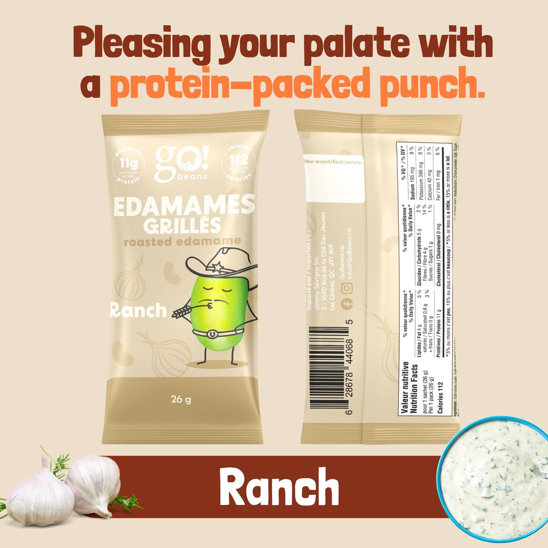 GoBeanz – Crunchy Roasted Edamame – Tasty Ranch – 20 Packs