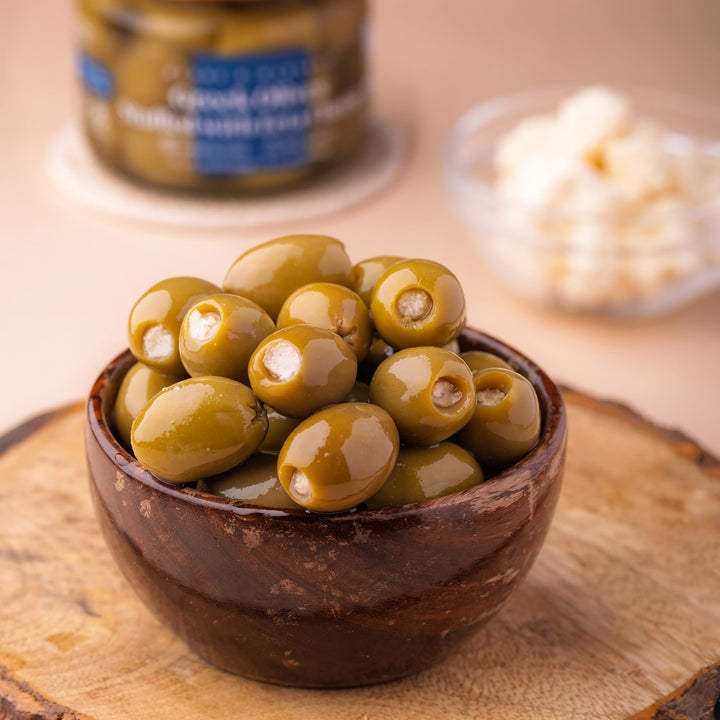 Heart and Harvest Feta-Stuffed Greek Olives - Hand-Picked Chalkidiki Variety - 300g - Canadian Distribution - Ships Free Within Canada on Orders Above CAD $199