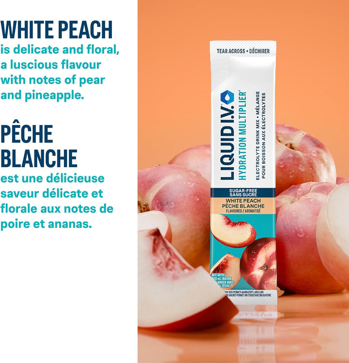 Liquid I.V. – Hydration Multiplier (Sugar Free) – White Peach – 18 Sticks