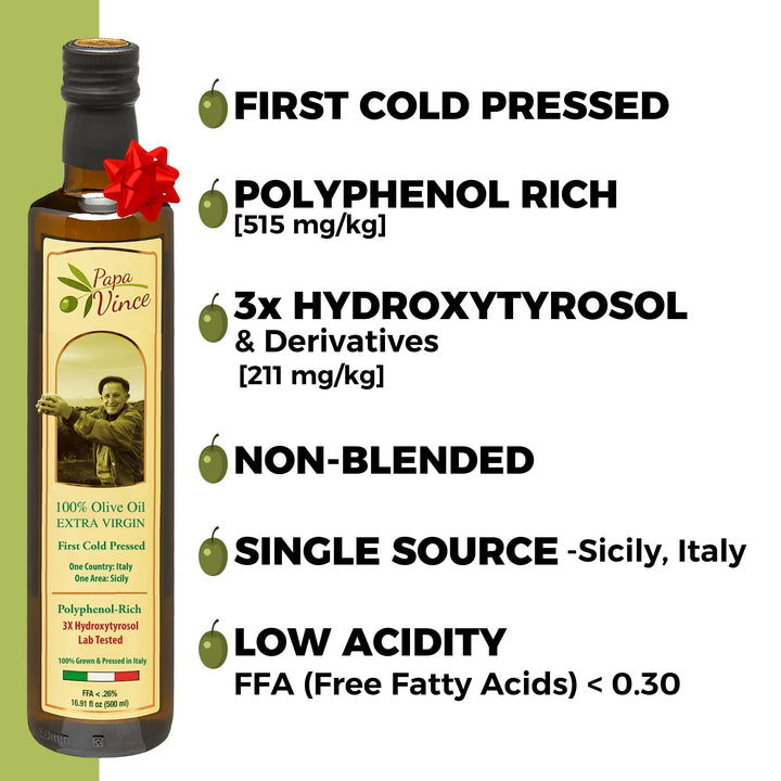 Papa Vince – Extra Virgin Olive Oil – Hydroxytyrosol Rich – Sicily – 2024/25 Harvest