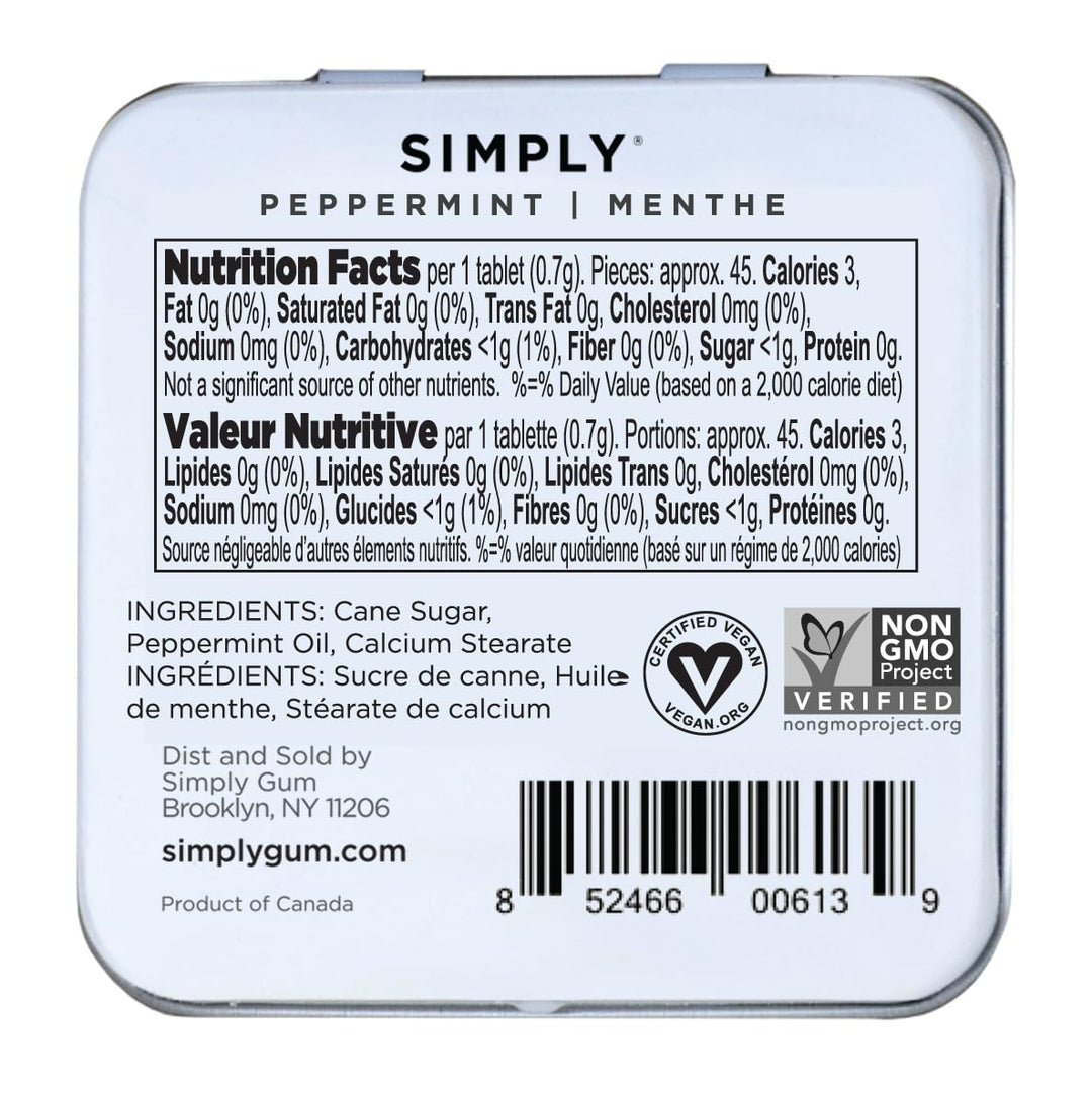 Simply Mints – Peppermint Mints – Original – 6 Pack / 180 Pieces – Natural ingredients