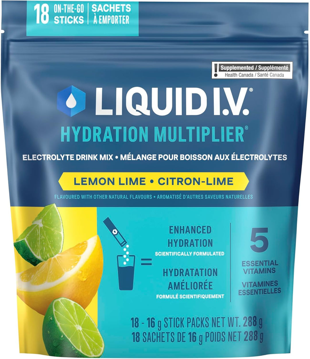 Liquid I.V. – Hydration Multiplier – Lemon Lime – 18 Sticks