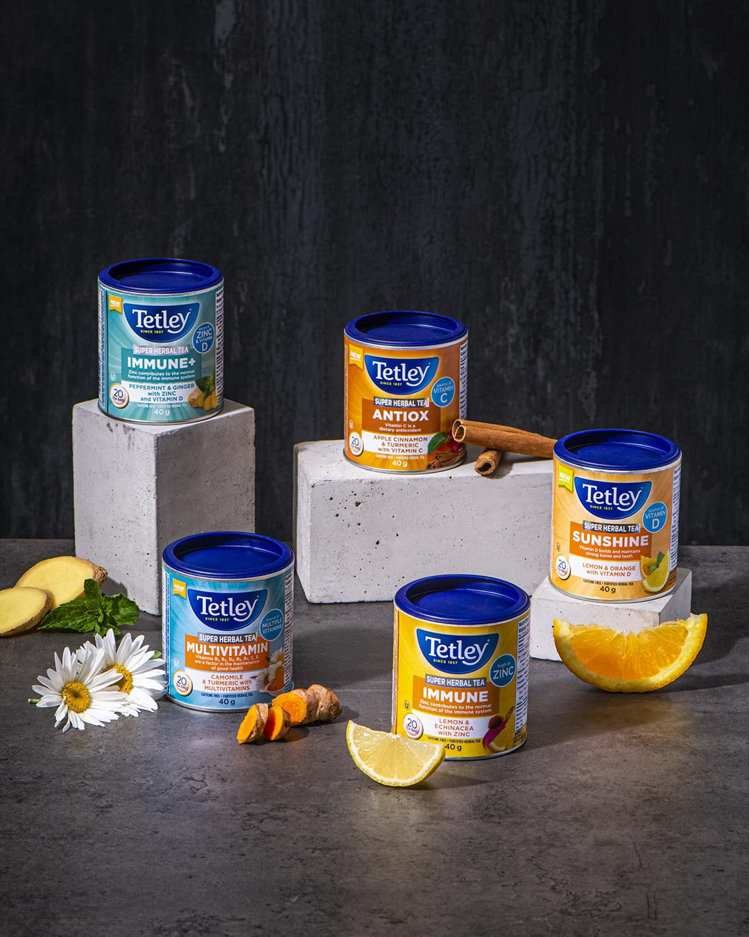 Tetley Super Herbal Tea Lemon & Echinacea - 6 Pack (120 Tea Bags Total) - Canadian Distribution - Ships Free Within Canada on Orders Above CAD $199