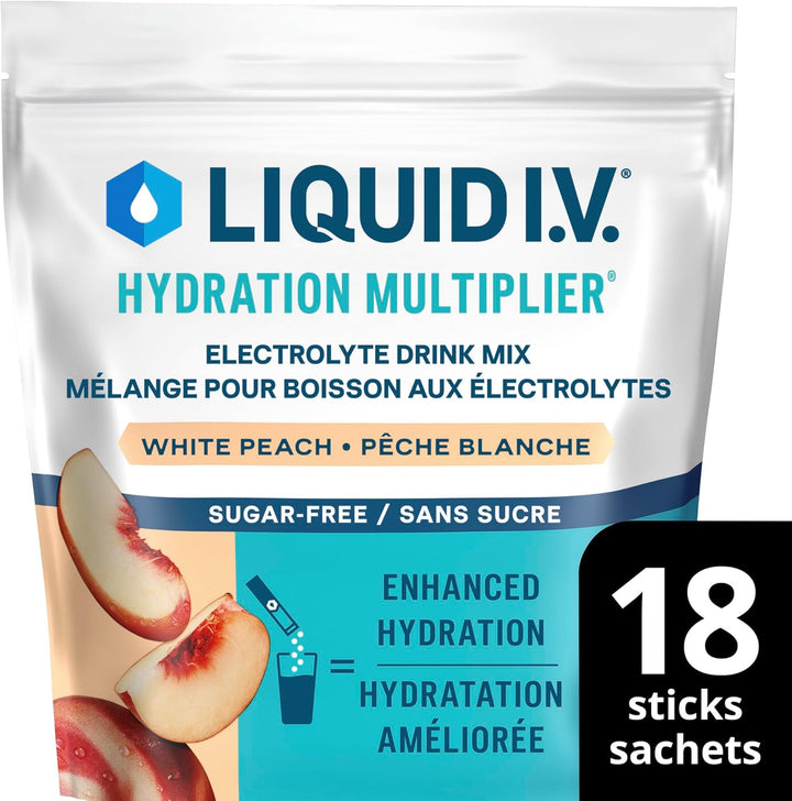Liquid I.V. – Hydration Multiplier (Sugar Free) – White Peach – 18 Sticks