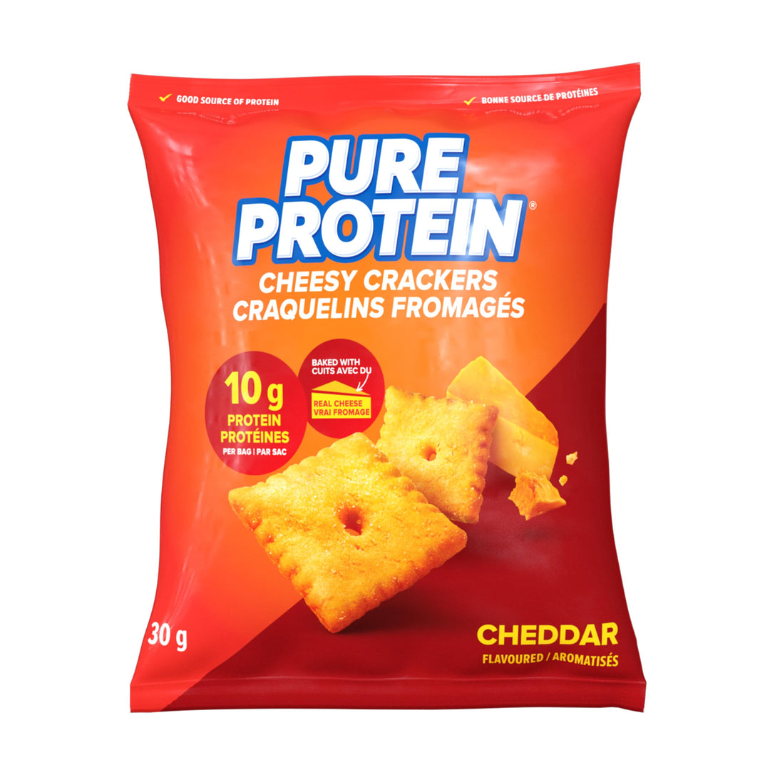 Pure Protein Cheddar Cheesy Crackers - 10G Protein Per Serving, Pack of 8 - Canadian Distribution - Ships Free Within Canada on Orders Above CAD $199