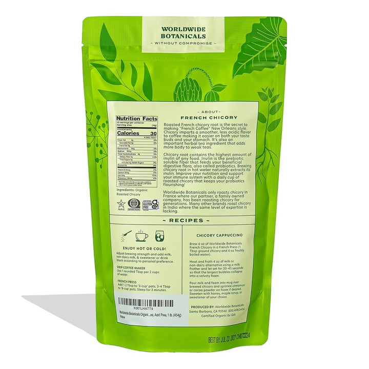 Worldwide Botanicals – Roasted Chicory Root – Original – 2 × 454g – Coffee alternative