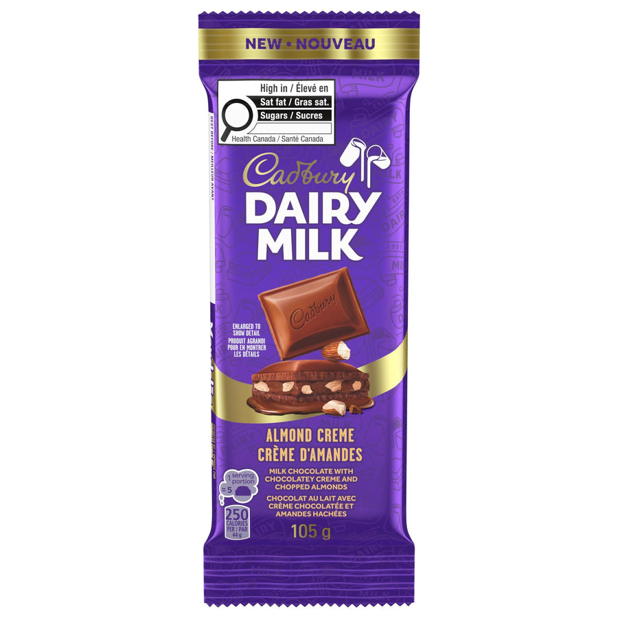 Cadbury Dairy Milk Almond Creme 2 x 105g Chocolate Bar - Canadian Distribution - Ships Free Within Canada on Orders Above CAD $199