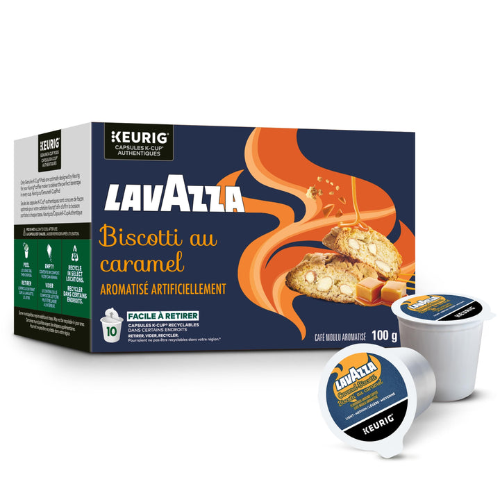 Lavazza Caramel Biscotti Light Medium Roast K-Cup Pods – 60 Count - Canadian Distribution - Ships Free Within Canada on Orders Above CAD $199