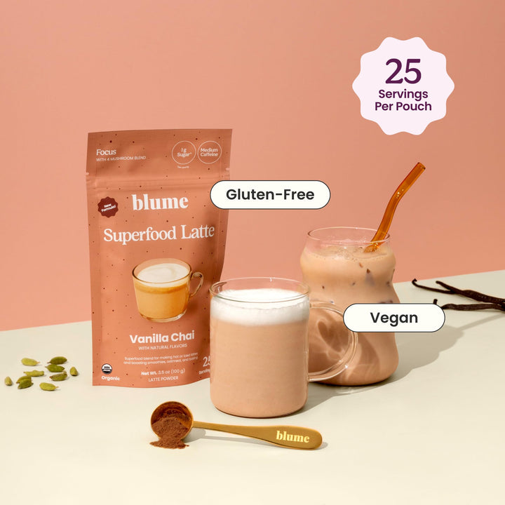 Blume – Superfoods Latte Mix – Vanilla Chai – 25 Servings – Low caffeine vegan