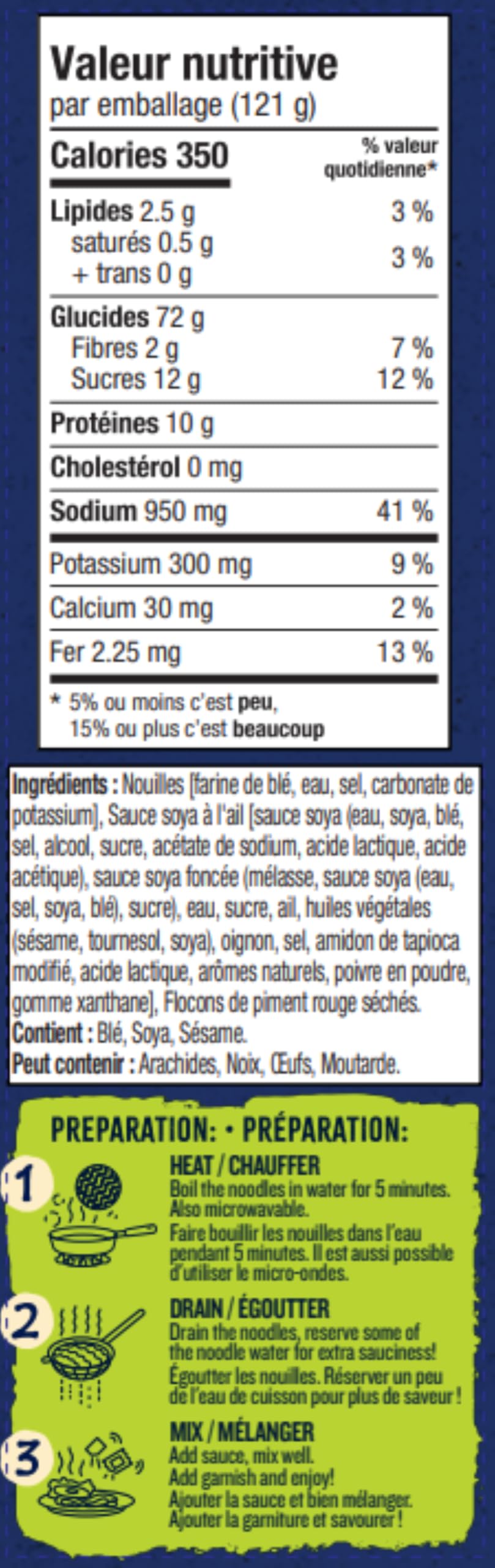 Blue Dragon Soy Garlic Saucy Noodles 2 x 121g – Ready in 5 Minutes - Canadian Distribution - Ships Free Within Canada on Orders Above CAD $199