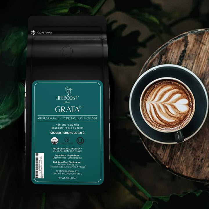 Lifeboost – Ground Coffee – Medium Roast – 12oz – Low acid organic